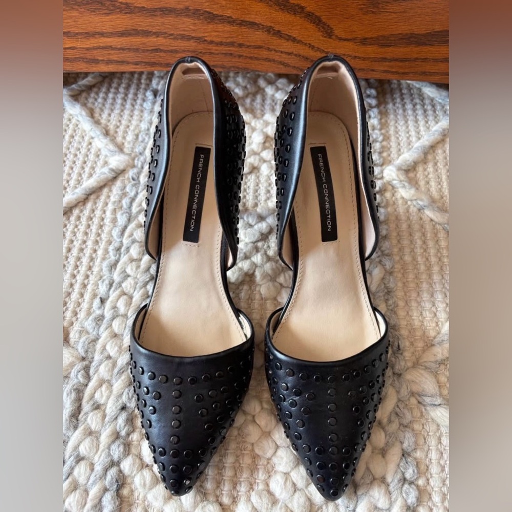 French Connection Black Studded Heels